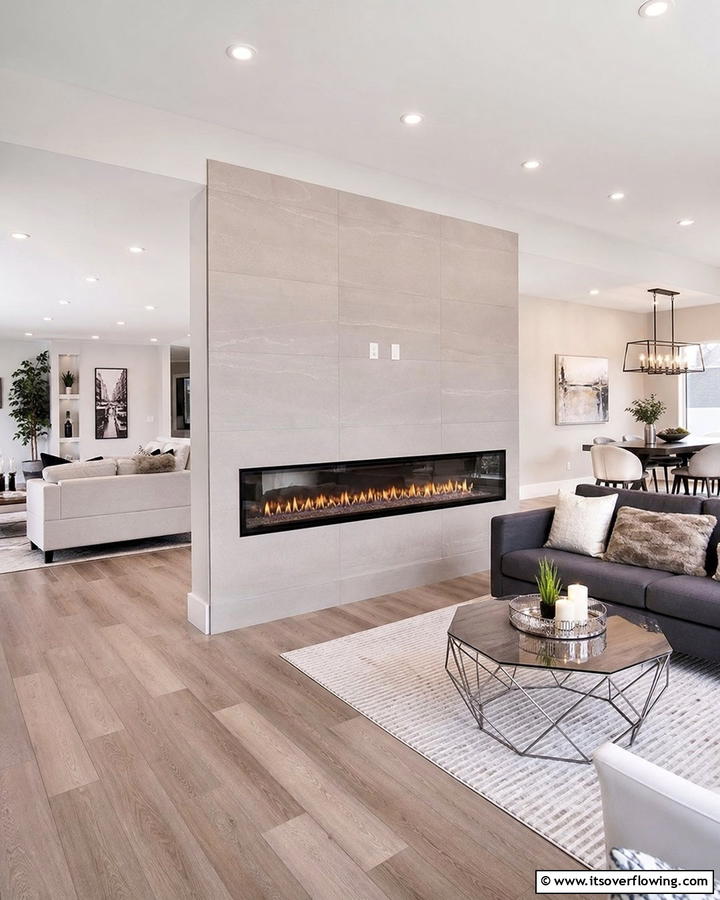 Dual Zone Linear Fireplace - 30 Linear Fireplace Ideas for Modern Home Heating
