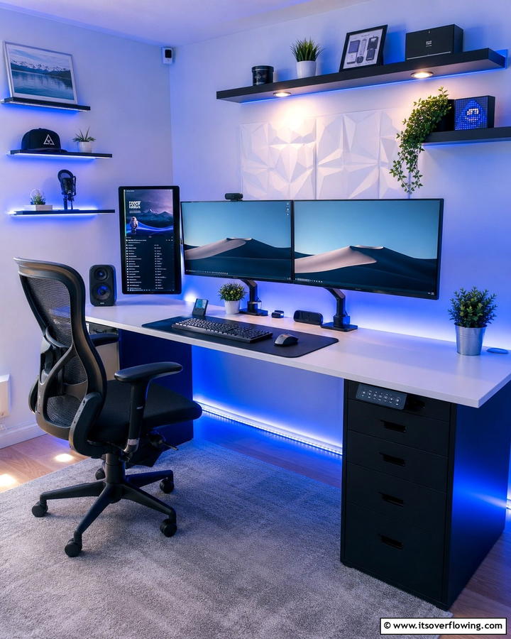 Dual monitor Workspace Desk - 21 Desk Ideas for Productive & Stylish Home Offices