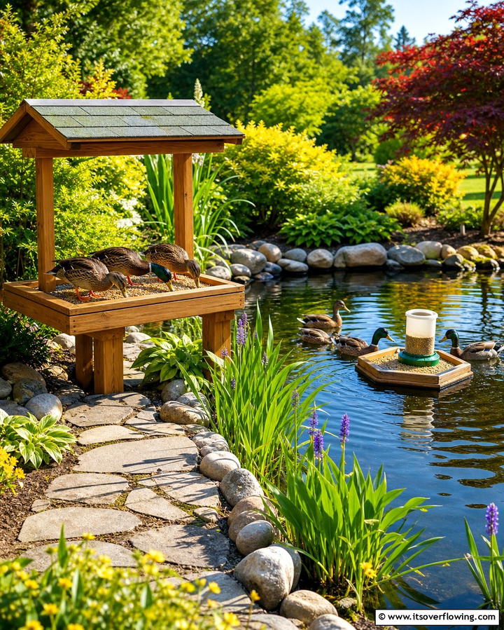 Duck Friendly Feeding Stations - 25 Duck Pond Ideas- Beautiful & Functional Designs