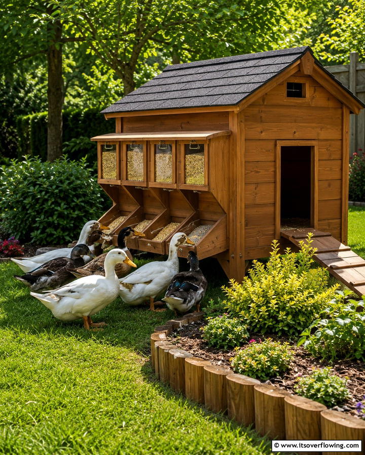 Duck House with Built in Feeder - 25 Duck House Ideas for Your Backyard