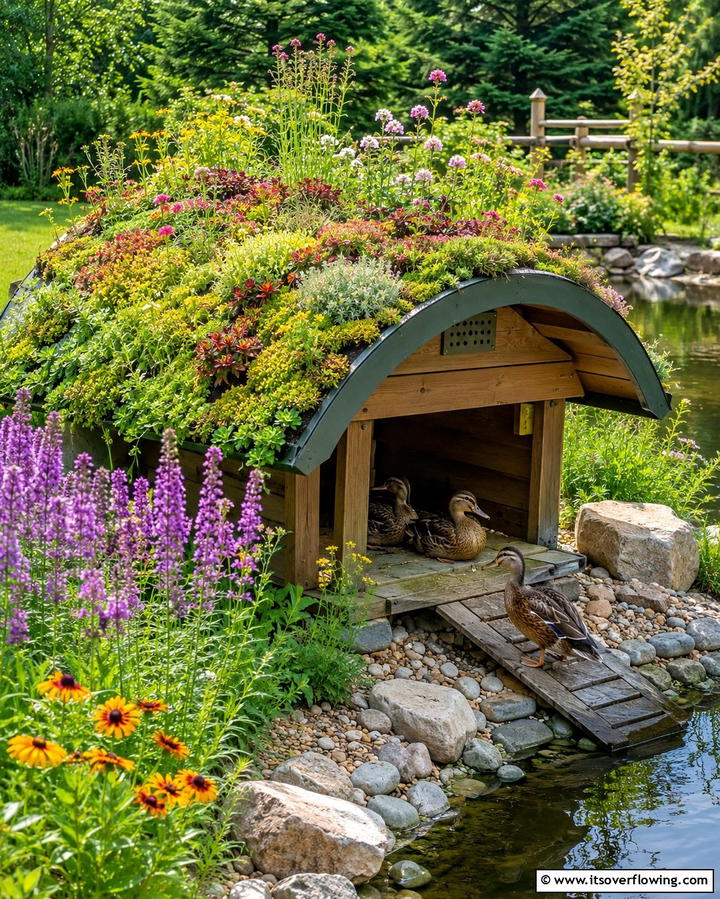 Duck House with Green Roof - 25 Duck House Ideas for Your Backyard