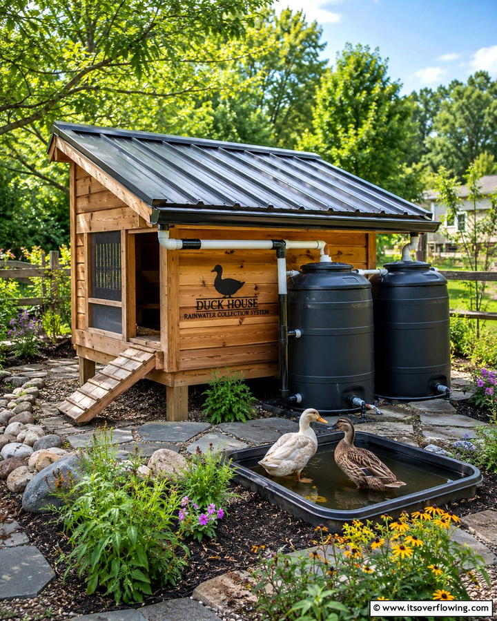 Duck House with Rainwater Collection - 25 Duck House Ideas for Your Backyard