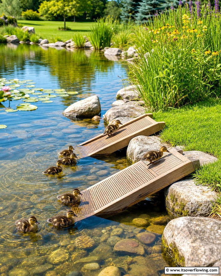 Duckling Ramps - 25 Duck Pond Ideas- Beautiful & Functional Designs