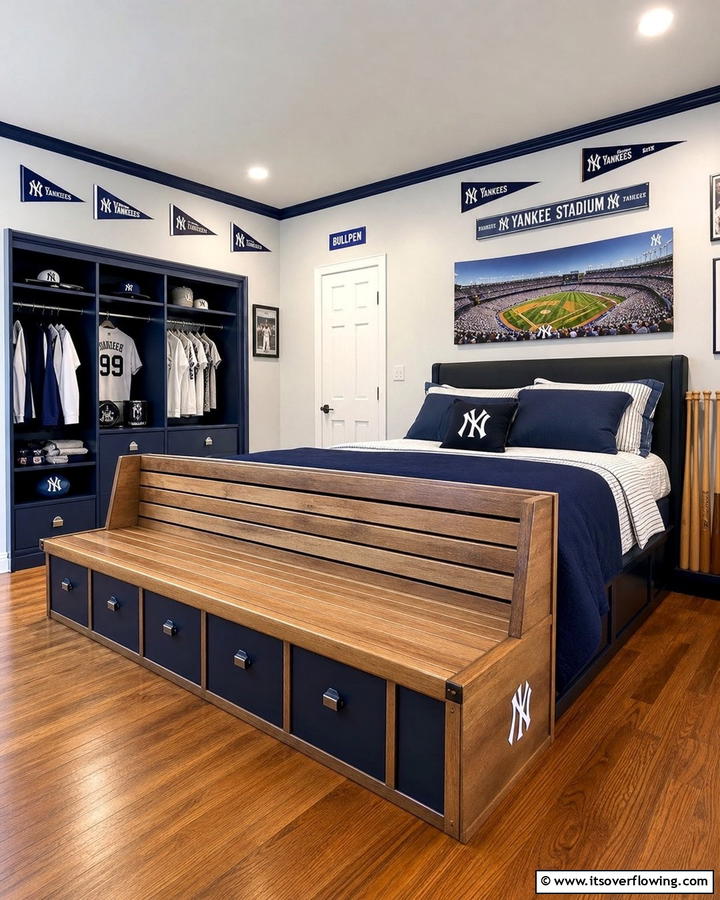 Dugout Style Benches - 20 Baseball Room Decor Ideas for Fans