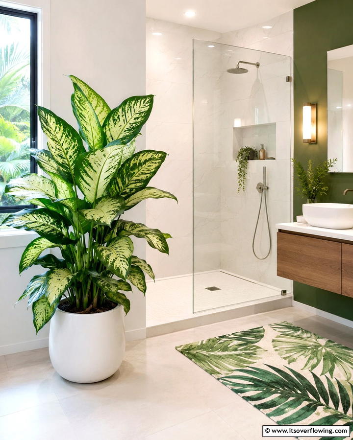 Dumb Cane Dieffenbachia - 30 Best Plants for Bathroom Spaces to Enhance Humidity & Style