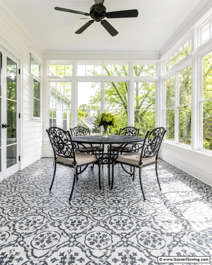 Durable Flooring Options - 25 Three Season Porch Ideas for Year-Round Enjoyment