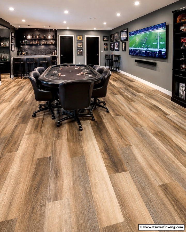 Durable Vinyl Planks - 25 Man Cave Flooring Ideas for a Masculine Retreat