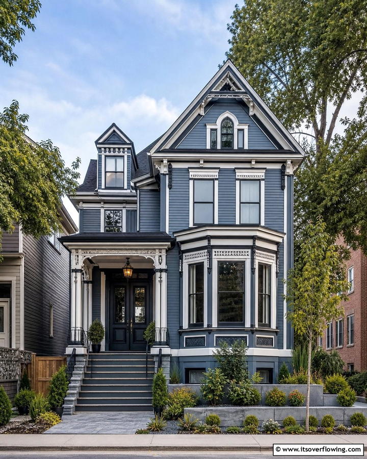 Dusky Steel Blue Modernity - 20 Stunning Blue Victorian House Colors for Your Home
