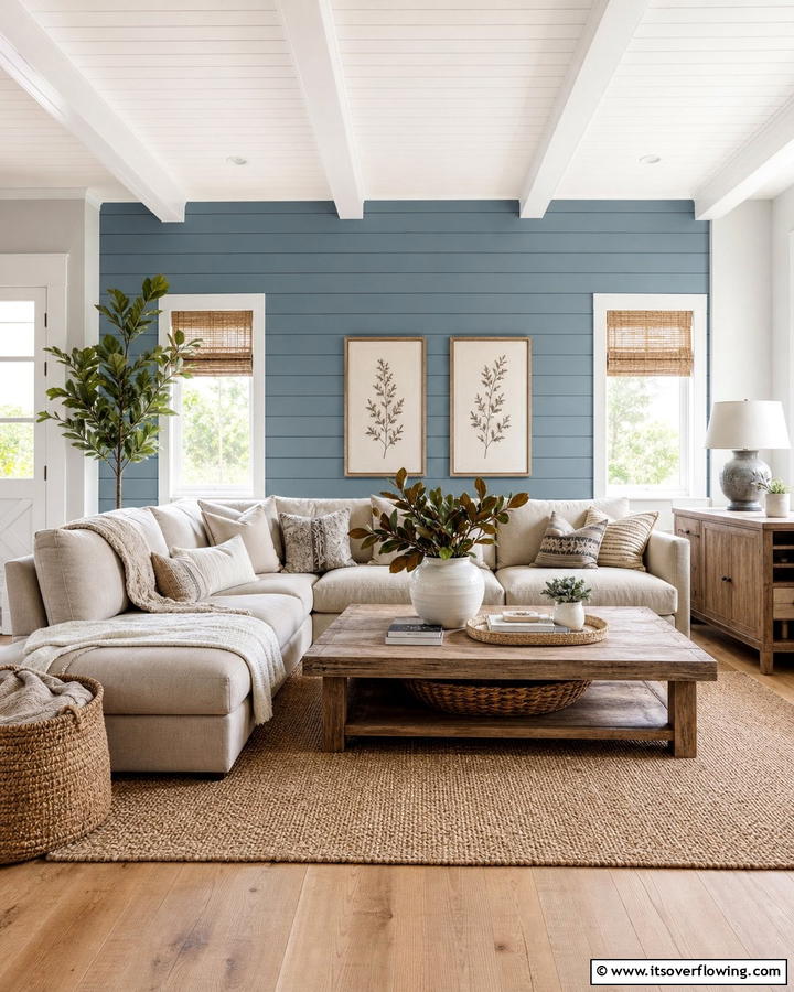 Dusty Blue Warmth - 20 Blue Accent Wall Ideas- Bold & Beautiful Designs