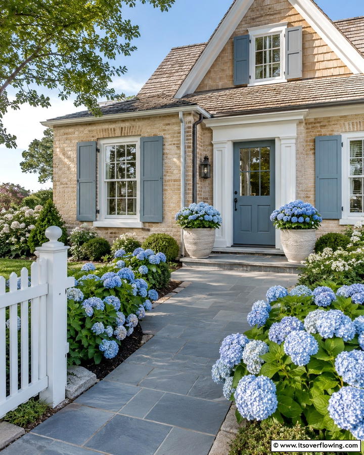 Dusty Blue and Cream - 30 Warm Blonde Brick House Color Schemes for Modern Homes