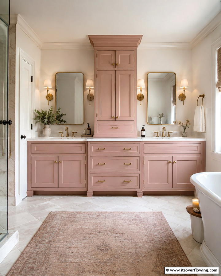 Dusty Pink Cabinets for Subtle Charm - 25 Pink Bathroom Ideas for a Soft and Serene Space