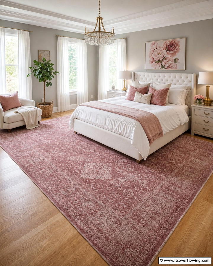 Dusty Rose Area Rug - 20 Dusty Rose Bedroom Ideas for a Soft and Romantic Look