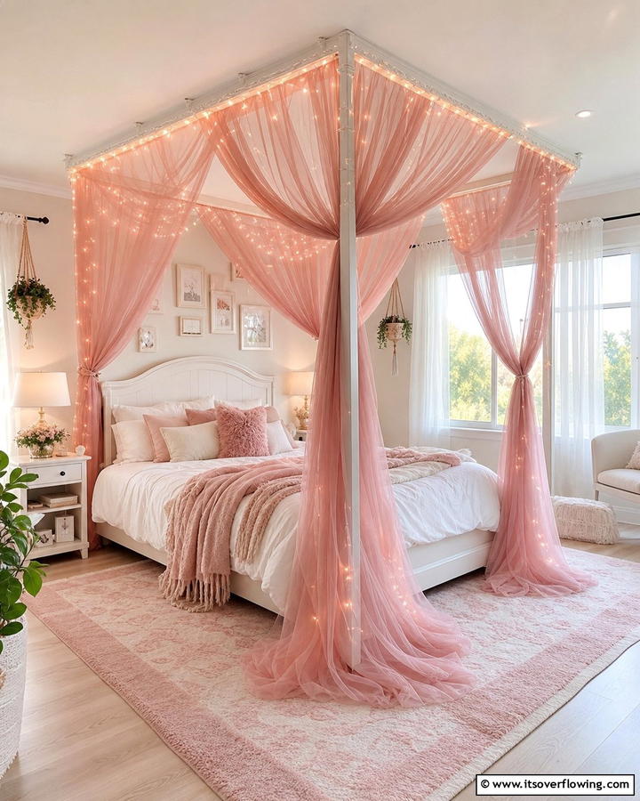 Dusty Rose Bed Canopy - 20 Dusty Rose Bedroom Ideas for a Soft and Romantic Look