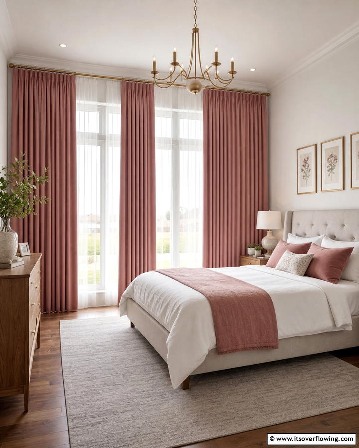 Dusty Rose Curtains - 20 Dusty Rose Bedroom Ideas for a Soft and Romantic Look