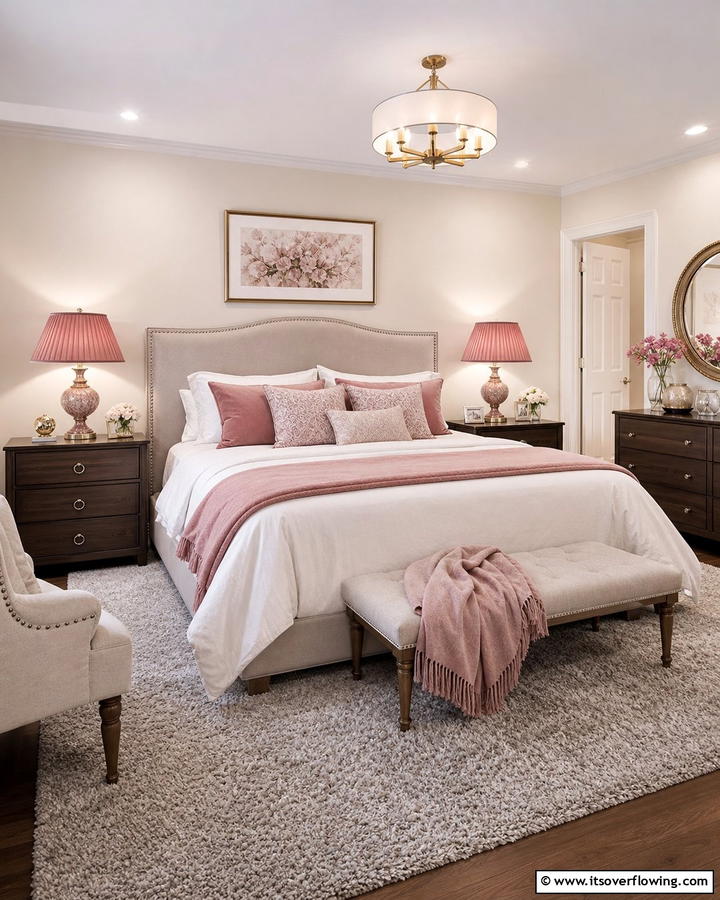 Dusty Rose Lampshades - 20 Dusty Rose Bedroom Ideas for a Soft and Romantic Look