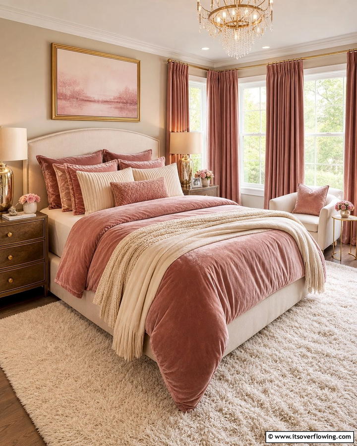 Dusty Rose Layers - 20 Pastel Bedroom Ideas for a Soft and Serene Space