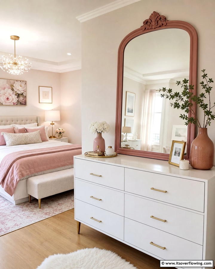 Dusty Rose Mirror Frame - 20 Dusty Rose Bedroom Ideas for a Soft and Romantic Look