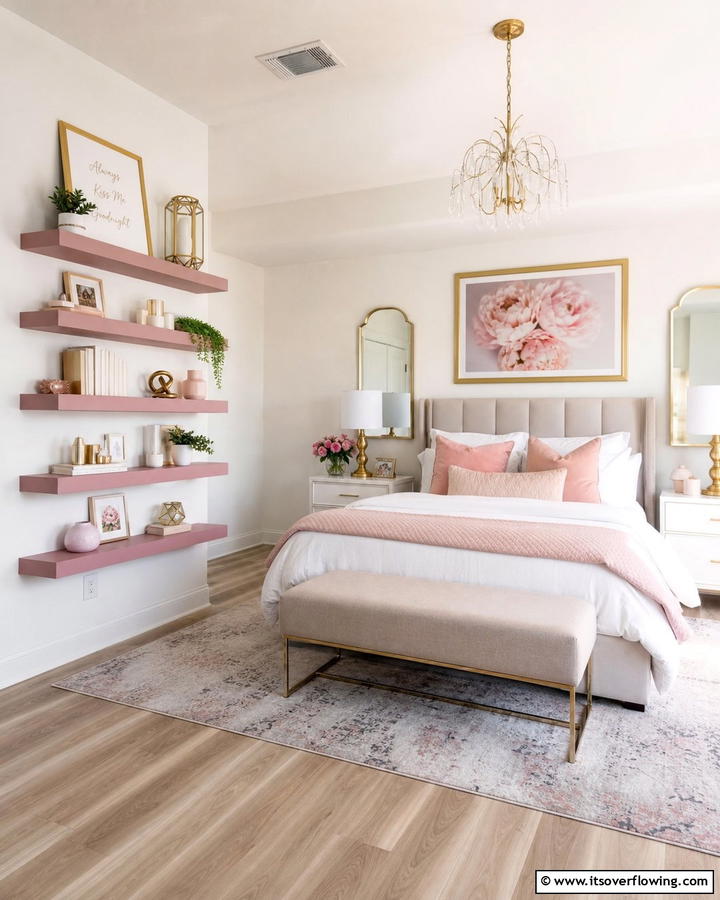 Dusty Rose Shelving - 20 Dusty Rose Bedroom Ideas for a Soft and Romantic Look