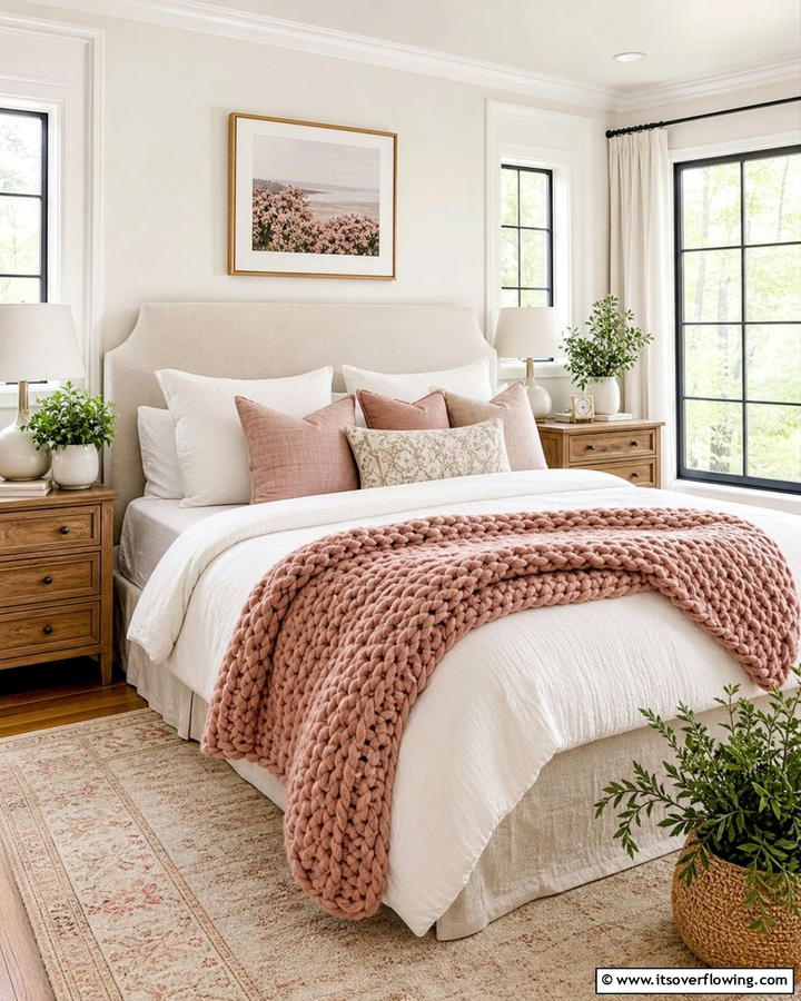 Dusty Rose Throw Blanket - 20 Dusty Rose Bedroom Ideas for a Soft and Romantic Look