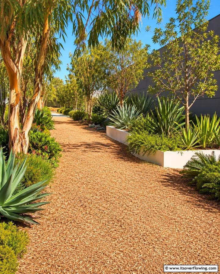 Dyed Black Mulch Pathway - 25 Mulch Pathway Ideas for a Beautiful Garden