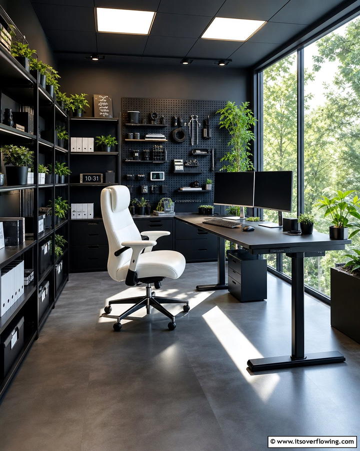 Dynamic Black Workspace - 21 Bold Black Room Ideas for Dramatic Interior Statements