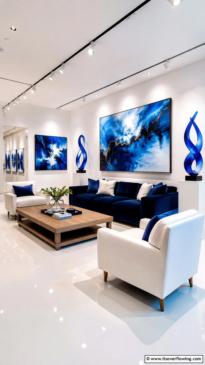 Dynamic Blue Decorative Art - 30 Blue and White Decor Ideas for a Fresh and Serene Home Style