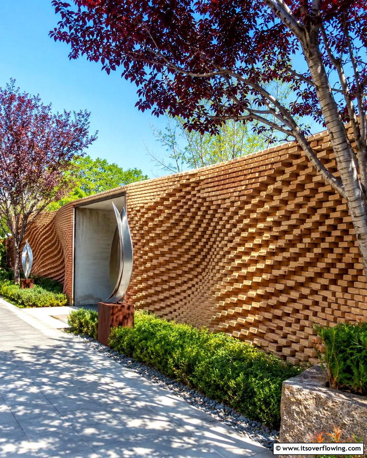 Dynamic Brick Pattern - 30 Classic Brick Fence Ideas for Timeless Outdoor Security & Charm