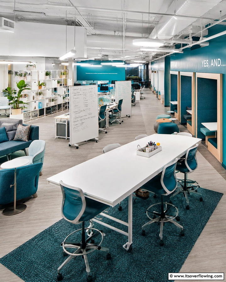 Dynamic Collaborative Office - 30 Basement Office Ideas for Productive Below-Ground Workspaces