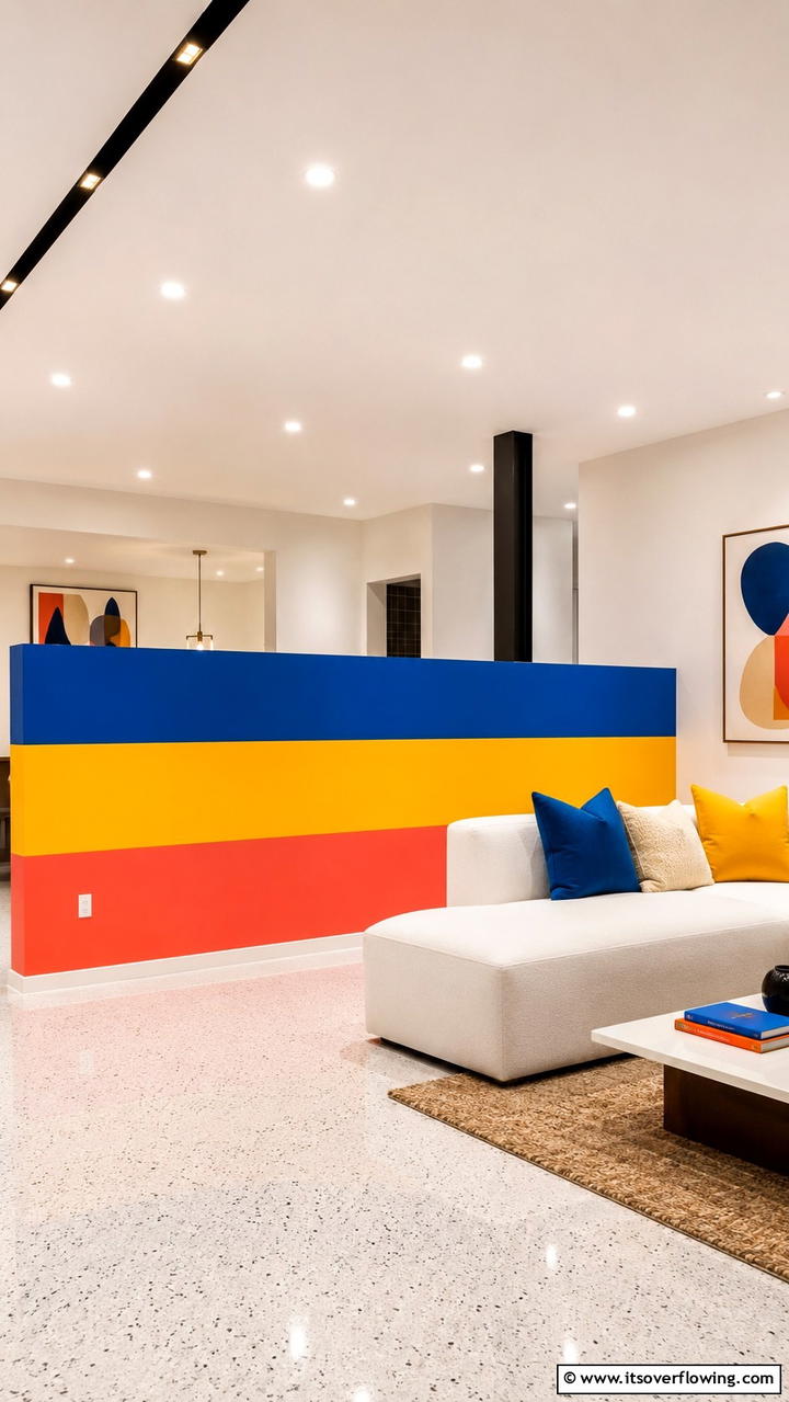 Dynamic Color Block - 30 Half Wall Ideas- Modern Room Dividers & Design Tricks