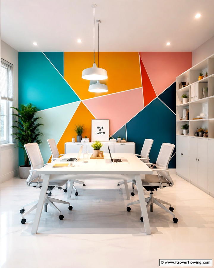 Dynamic Color Blocks - 30 Office Wallpaper Ideas for a Productive Workspace