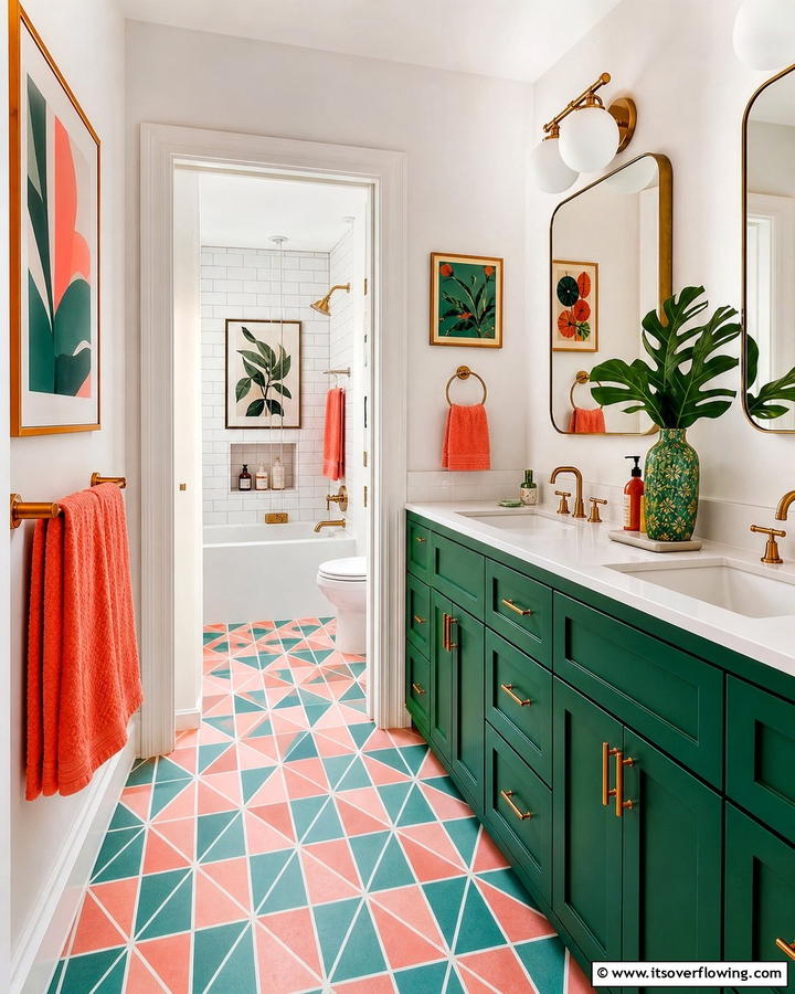 Dynamic Color Schemes - 30 Jack and Jill Bathroom Ideas for Shared Spaces