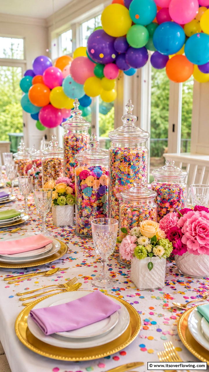 Dynamic Confetti Jars - 30 Birthday Decoration Ideas for Memorable Celebrations