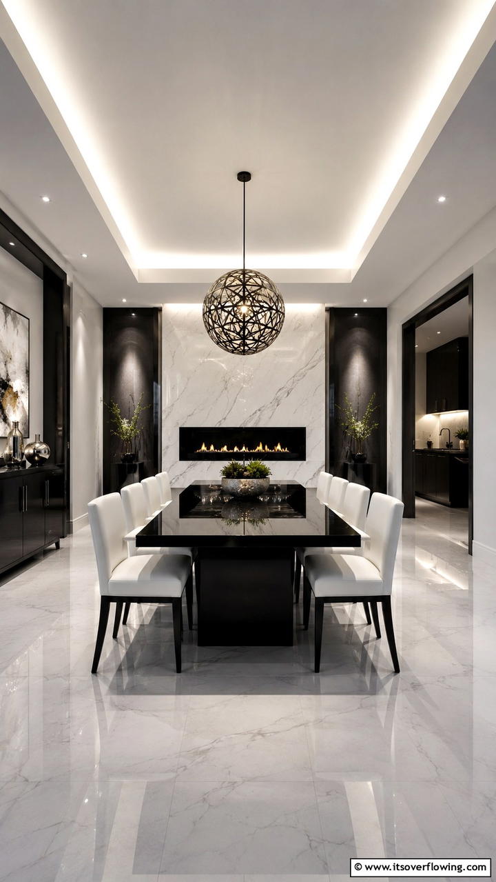 Dynamic Cove Lighting - 30 Dining Room Ceiling Ideas to Elevate Your Space