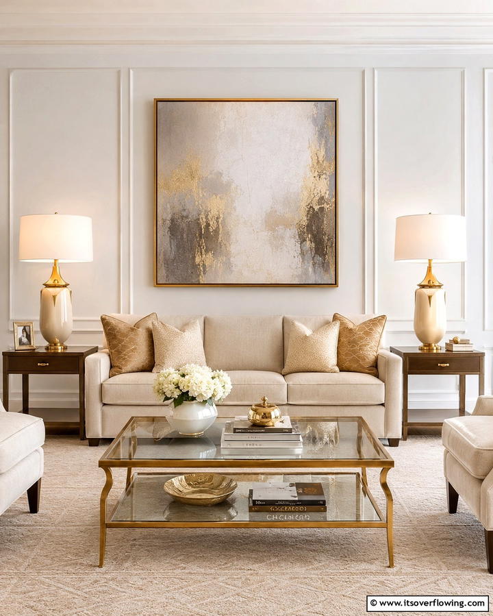Dynamic Cream and Gold Table Lamps - 30 Elegant Cream & Gold Living Room Themes for Luxe Interiors