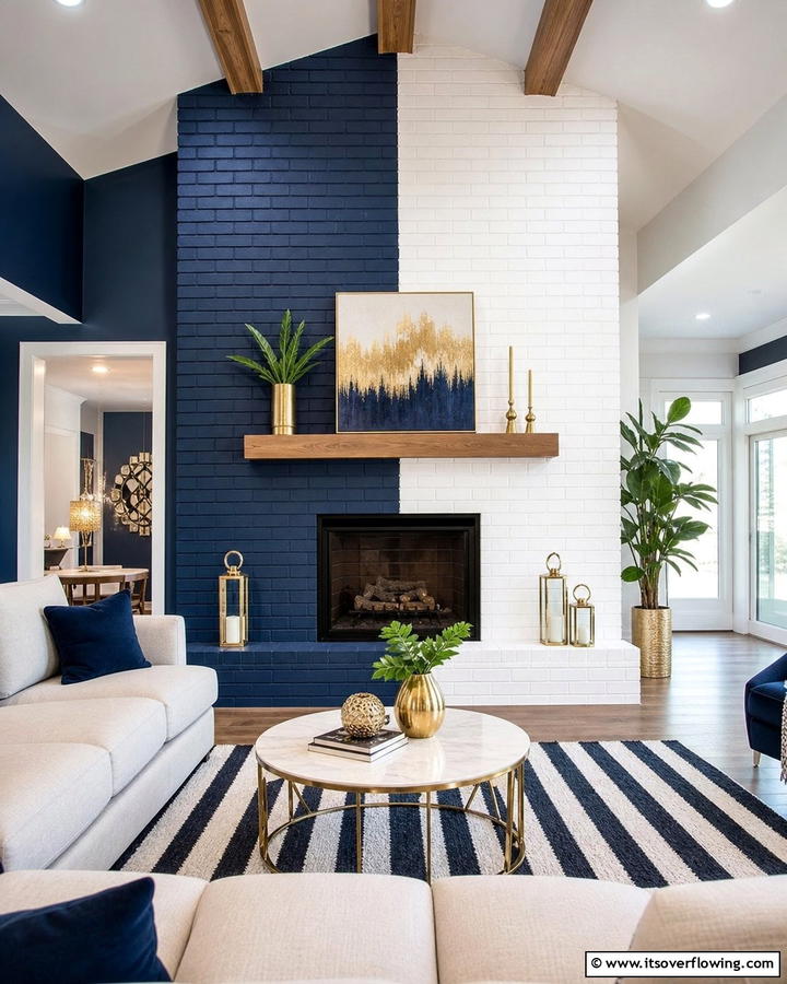 Dynamic Dual Tone Design - 21 Painted Brick Fireplace Makeovers for Modern Interiors