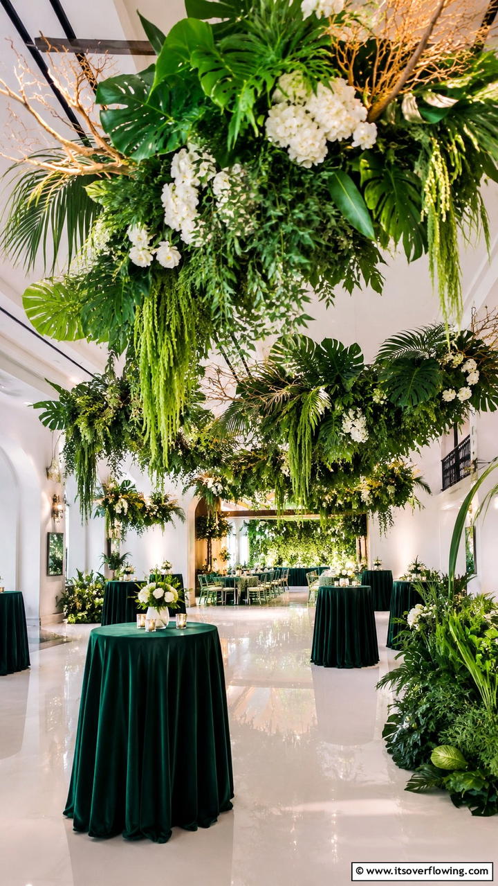 Dynamic Emerald Floral Installations - 30 Emerald Green Wedding Ideas for Luxurious Celebrations