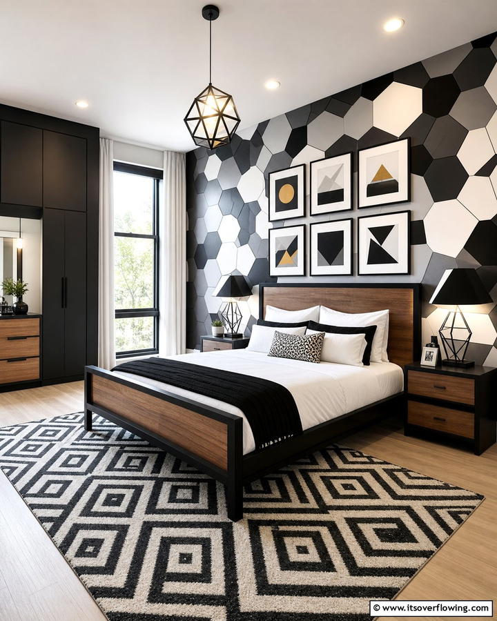 Dynamic Geometric Accents - 21 Inspiring Bedroom Decor Ideas for a Cozy Retreat