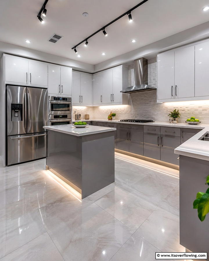 Dynamic Light Play - 30 Grey and White Kitchen Ideas for Timeless Monochromatic Design