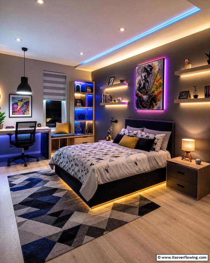 Dynamic Lighting Features - 30 Tween Bedroom Ideas for Fun and Age-Appropriate Style