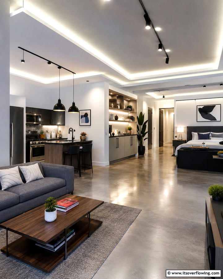 Dynamic Lighting Innovations - 30 Studio Apartment Ideas to Maximize Small Space Efficiency
