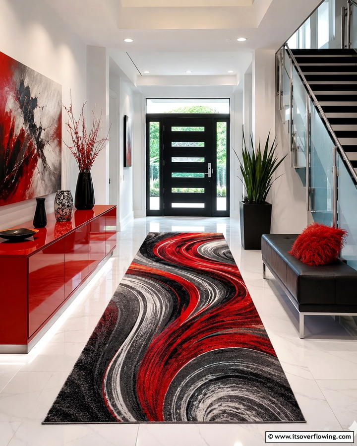Dynamic Modern Energy - 30 Welcoming Entryway Rug Designs to Elevate First Impressions