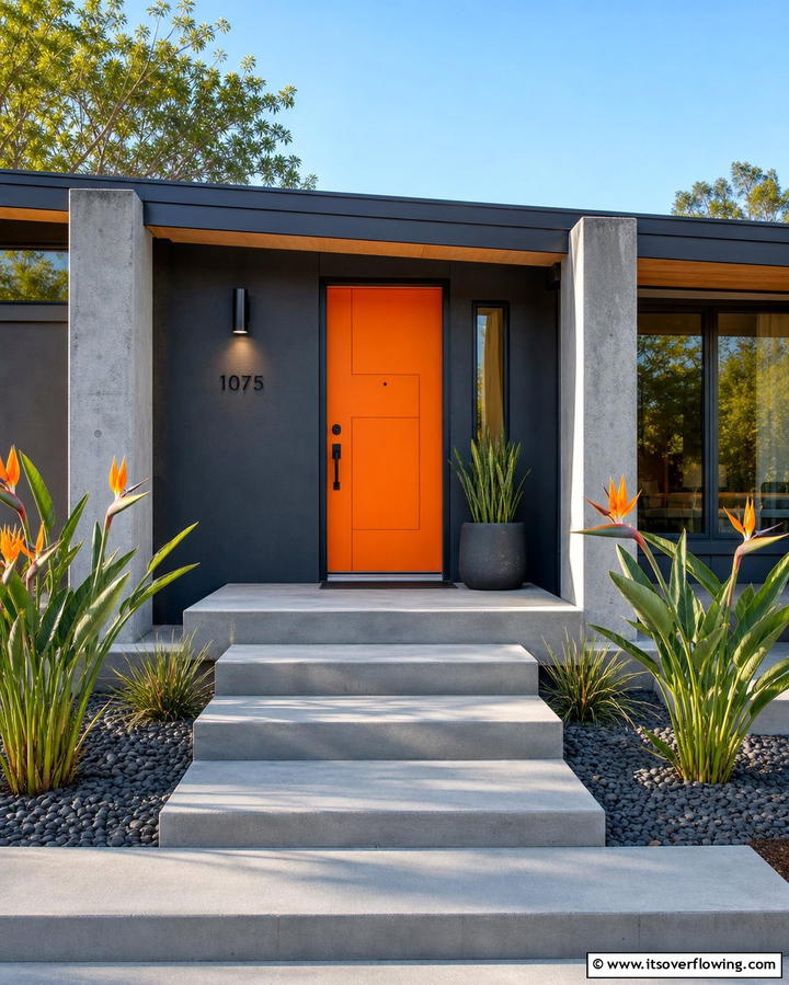 Dynamic Orange - 30 Retro Mid-Century Front Door Colors to Boost Curb Appeal