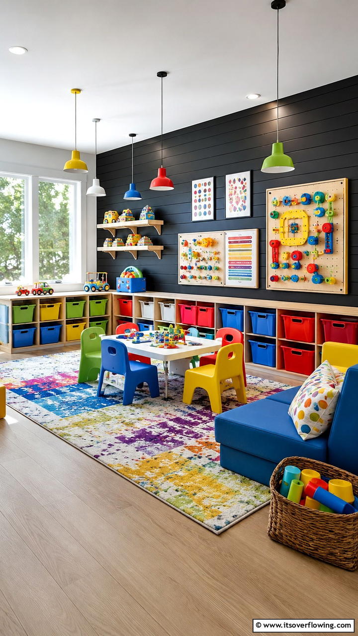 Dynamic Playroom Vibe - 30 Black Shiplap Wall Ideas for Timeless Interior Accents