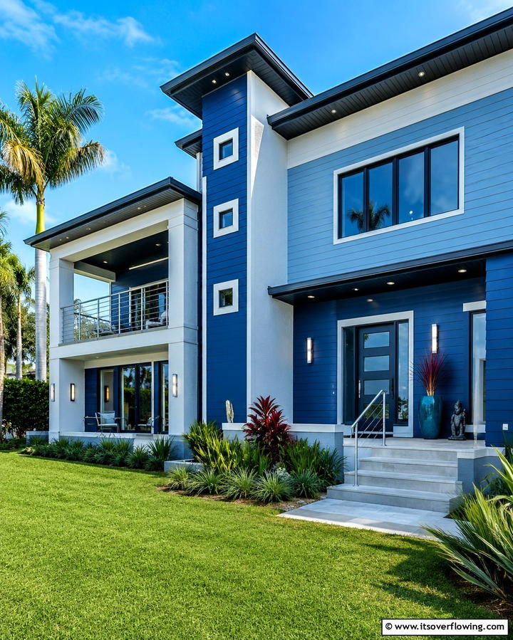Dynamic Royal Blue Impact - 30 Serene Blue Exterior House Colors to Boost Curb Appeal