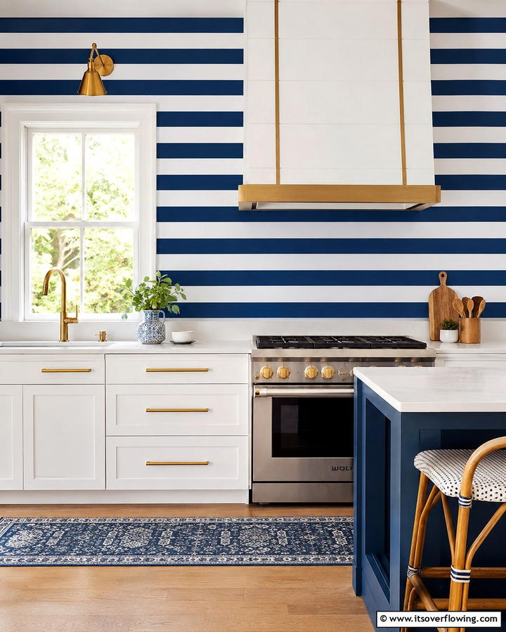 Dynamic Stripe Designs - 30 Kitchen Wallpaper Ideas- Bold Backsplashes & Accent Walls
