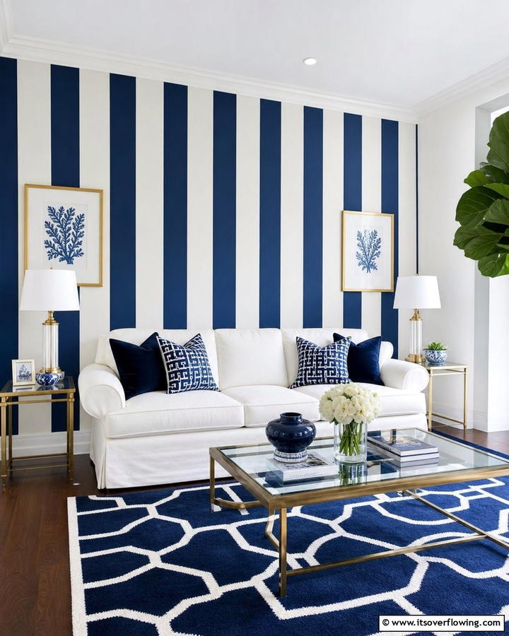 Dynamic Striped Wall - 30 Striking Living Room Accent Wall Ideas for Bold Style
