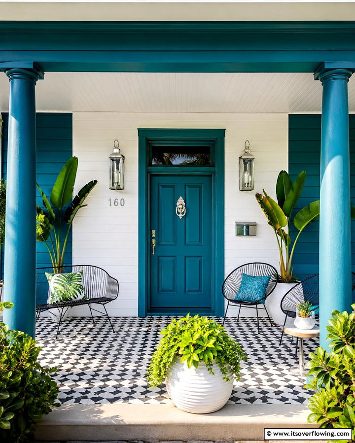 Dynamic Teal for Bold Statements - 30 Porch Paint Color Ideas for Inviting Entryways
