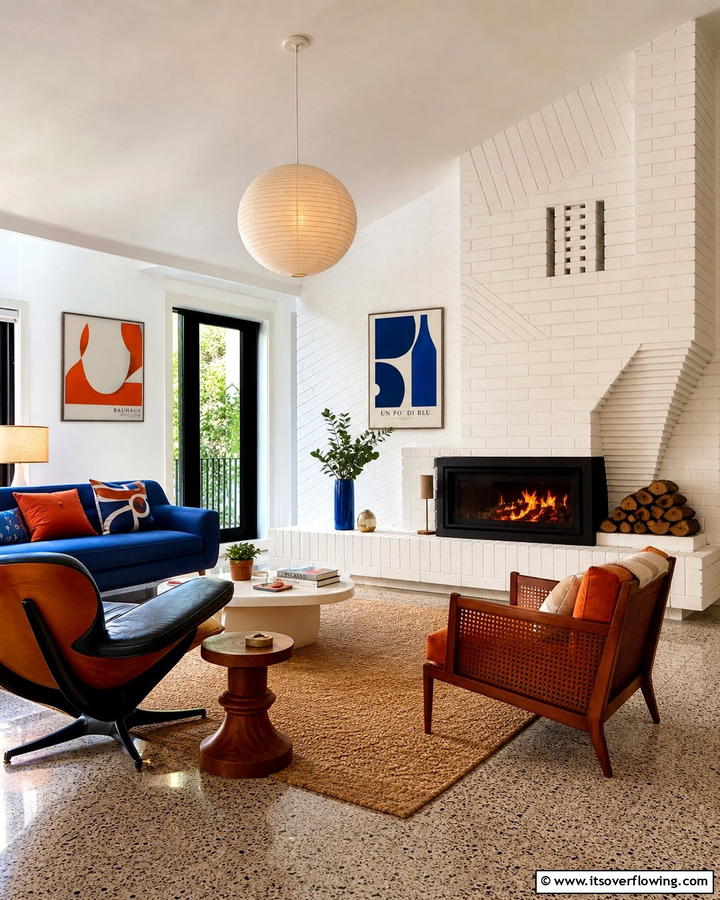 Dynamic White Brick Aesthetics - 30 White Brick Fireplace Ideas for Timeless Living Rooms