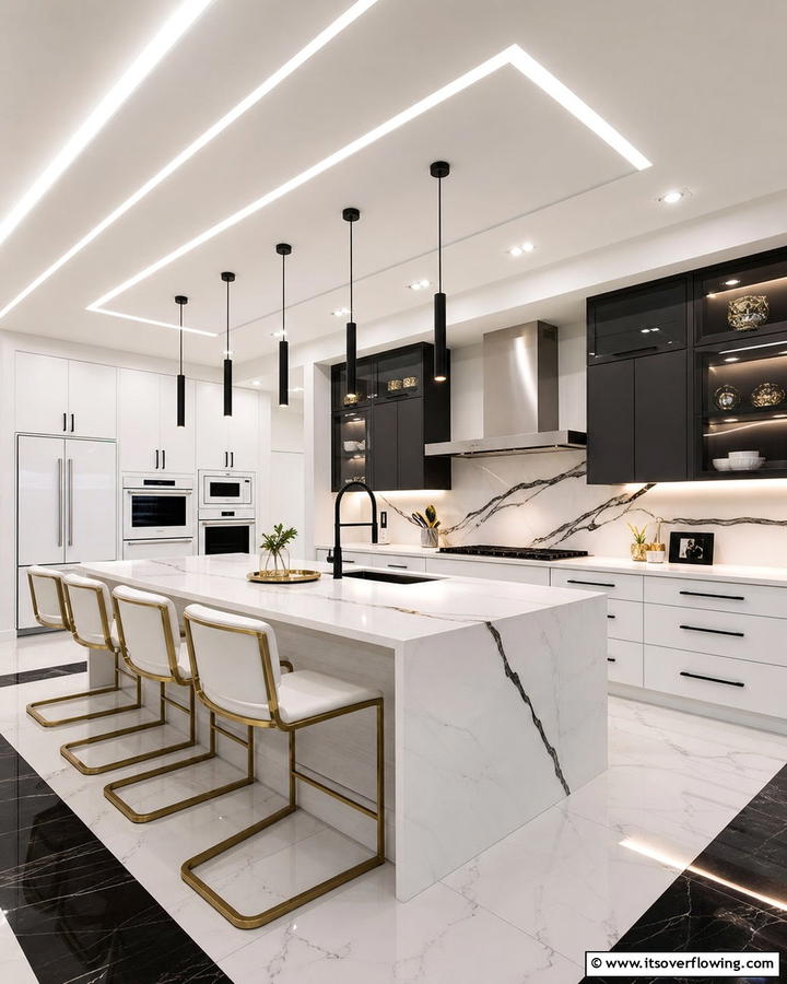 Dynamic White Kitchen with Modern Touches - 21 Kitchen Ideas with White Appliances for a Clean Look