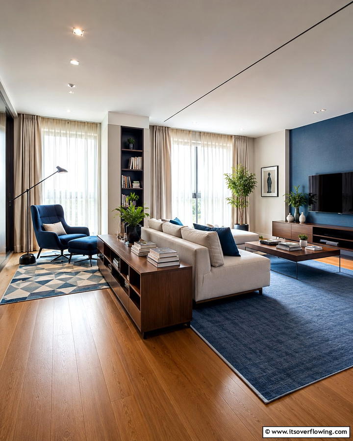 Dynamic Zone Partition - 30 Awkward Living Room Layout Solutions for Cohesive Design
